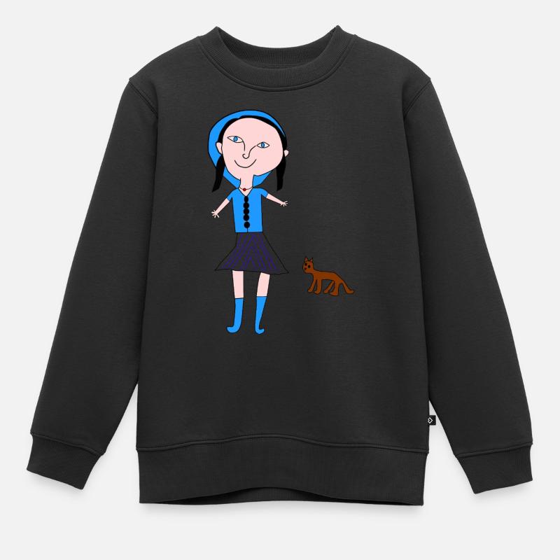 PETIT FILLE CHAT - Sweat Premium enfant bio - noir