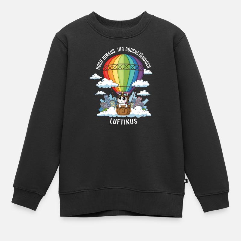 Luftikus-Einhorn - Kinder Premium Organic Sweatshirt - Schwarz