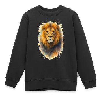 Lion lion - Sweat Premium enfant bio - noir - Devant - AI Model Kid Female (0cm)
