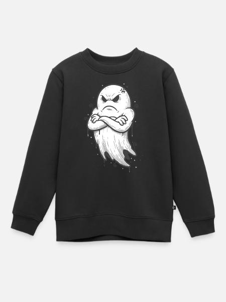 Halloween Geist mit verschränkten Armen - Kinder Premium Organic Sweatshirt - Schwarz