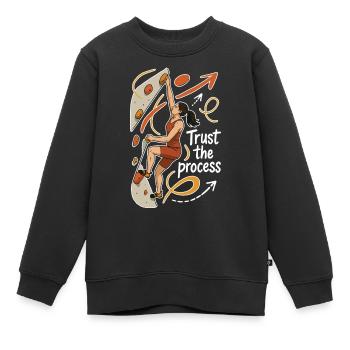 Bouldern Shirt Damen – Vertrau dem Prozess - Kinder Premium Organic Sweatshirt - Schwarz - Vorne - AI Model Kid Female (0cm)