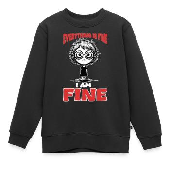 Sarcasme I Am Fine Burnout Manga - Sweat Premium enfant bio - noir - Devant - AI Model Kid Female (0cm)