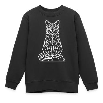 Geometrische Katzenlinie - white - Kinder Premium Organic Sweatshirt - Schwarz - Vorne - AI Model Kid Female (0cm)