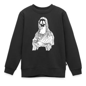 Mona Lisa Skull (White) - Kids Premium Organic Sweatshirt - black - Front - AI Model Kid Female (0cm)