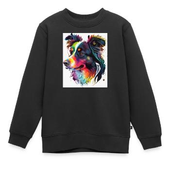 Regenbogen-Porträthund - Kinder Premium Organic Sweatshirt - Schwarz - Vorne - AI Model Kid Female (0cm)