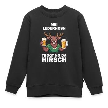 Lederhose Hirsch Tracht Bayrisch Trachten Ersatz - Kinder Premium Organic Sweatshirt - Schwarz - Vorne - AI Model Kid Female (0cm)