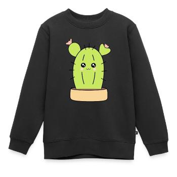 Cactus Kawaii Plante Kawaii Succulentes Kawaii - Sweat Premium enfant bio - noir - Devant - AI Model Kid Female (0cm)