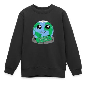 Fridays For Future Stop Klima Co2 Protest Geschenk - Kinder Premium Organic Sweatshirt - Schwarz - Vorne - AI Model Kid Female (0cm)