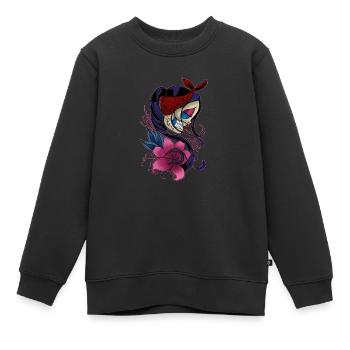 Zucker Schädel Mädchen Tag der Toten Geschenk - Kinder Premium Organic Sweatshirt - Schwarz - Vorne - AI Model Kid Female (0cm)