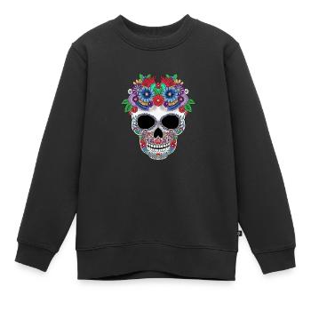 Zucker Schädel Tag der Toten Geschenk - Kinder Premium Organic Sweatshirt - Schwarz - Vorne - AI Model Kid Female (0cm)