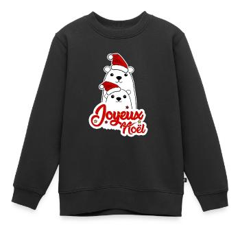 Joyeux Noel Noël fêter noël - Sweat Premium enfant bio - noir - Devant - AI Model Kid Female (0cm)