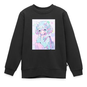 Anime, Anime Girl, Anime Girl, Elf - Kids Premium Organic Sweatshirt - black - Front - AI Model Kid Female (0cm)