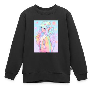 Anime, Anime Girl, Anime Girl, Elf - Kids Premium Organic Sweatshirt - black - Front - AI Model Kid Female (0cm)