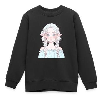 Anime, Anime Girl, Anime Girl, Elf - Kids Premium Organic Sweatshirt - black - Front - AI Model Kid Female (0cm)