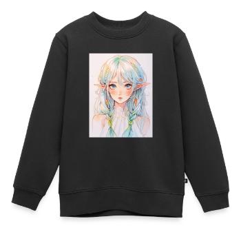 Anime, Anime Girl, Anime Girl, Elf - Kids Premium Organic Sweatshirt - black - Front - AI Model Kid Female (0cm)