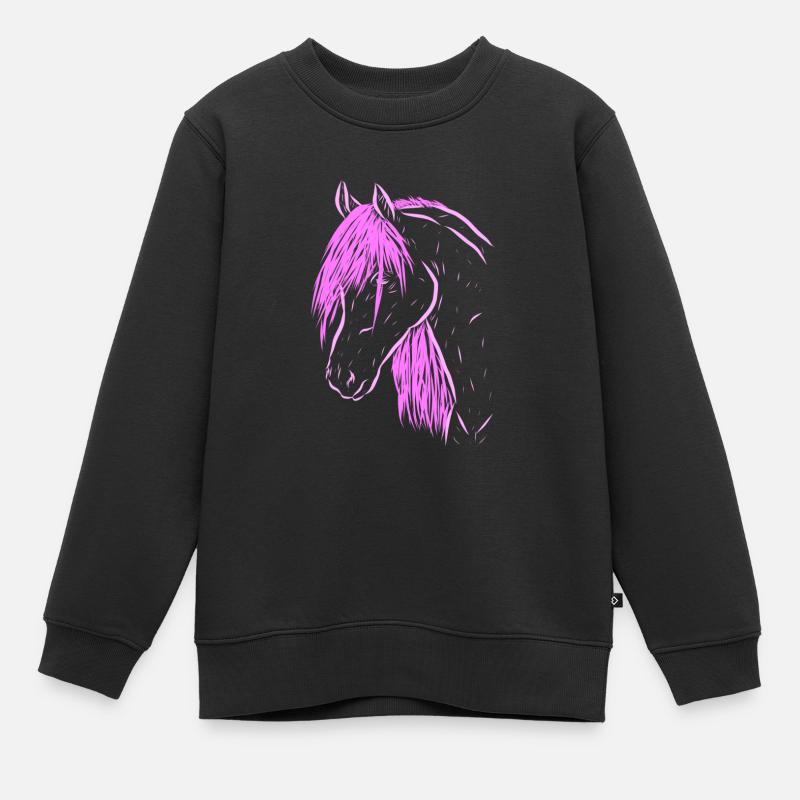 Pferd - Kinder Premium Organic Sweatshirt - Schwarz