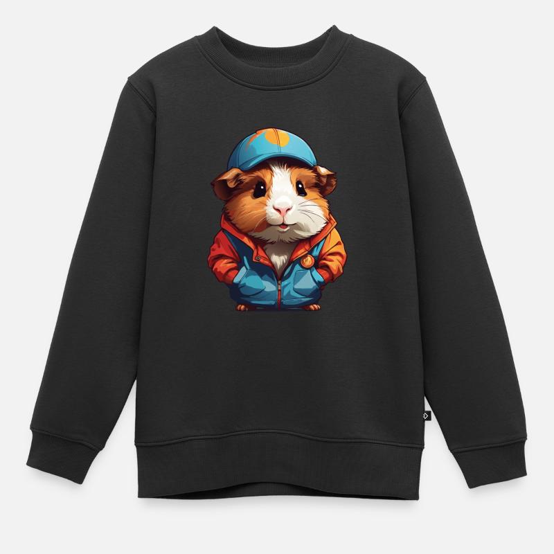 Cochon d’Inde avec chapeau - Sweat Premium enfant bio - noir