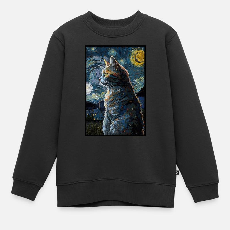 Katze - Kinder Premium Organic Sweatshirt - Schwarz