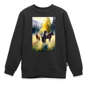 Cheval - Sweat Premium enfant bio - noir - Devant - AI Model Kid Female (0cm)