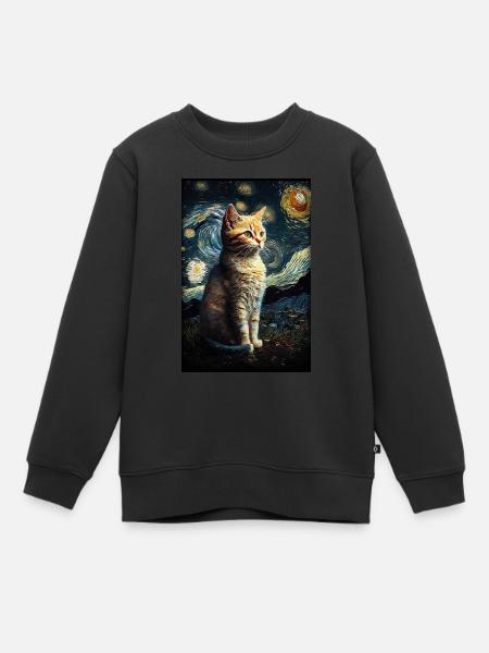 Katze - Kinder Premium Organic Sweatshirt - Schwarz