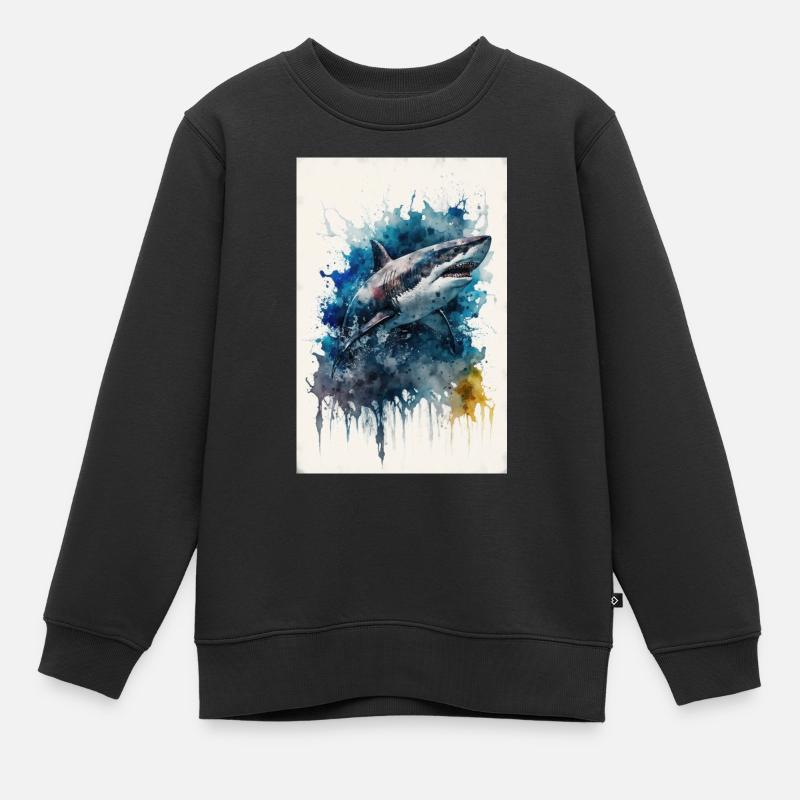 Requin - Sweat Premium enfant bio - noir