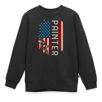 Peinture - Sweat Premium enfant bio - noir - Devant - AI Model Kid Female (0cm)