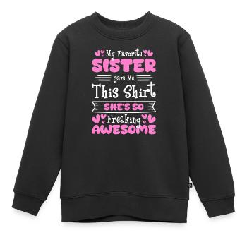Famille, Enfants, Coeur de Frère, Cohésion - Sweat Premium enfant bio - noir - Devant - AI Model Kid Female (0cm)