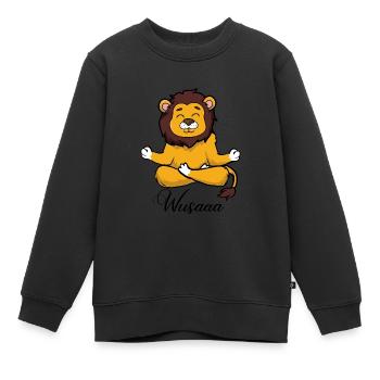 Auszeit Durchatmen Wusaaa Löwe - Kinder Premium Organic Sweatshirt - Schwarz - Vorne - AI Model Kid Female (0cm)