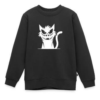 Wilde grinsende Katze irrem Blick - Kinder Premium Organic Sweatshirt - Schwarz - Vorne - AI Model Kid Female (0cm)