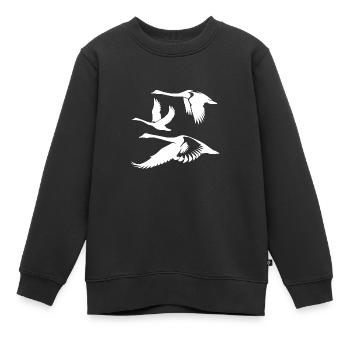 Elegante Höckerschwan Schwarm Schwanenvögel - Kinder Premium Organic Sweatshirt - Schwarz - Vorne - AI Model Kid Female (0cm)