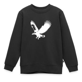 Aigle vers le haut avec d’énormes ailes dans le vent - Sweat Premium enfant bio - noir - Devant - AI Model Kid Female (0cm)