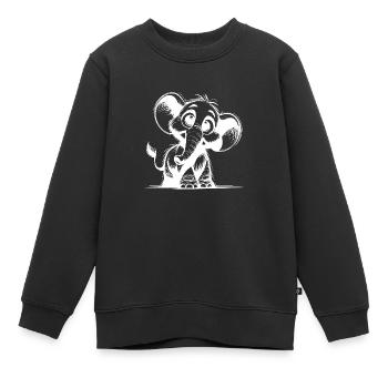 Éléphant curieux avec de grands yeux et de grandes oreilles - Sweat Premium enfant bio - noir - Devant - AI Model Kid Female (0cm)
