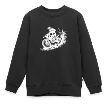 Dessin d’illustration dynamique de motocross - Sweat Premium enfant bio - noir - Devant - AI Model Kid Female (0cm)