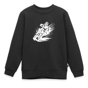Rasanter Motocross Fahrer mit Matsch Spritzkraft - Kinder Premium Organic Sweatshirt - Schwarz - Vorne - AI Model Kid Female (0cm)
