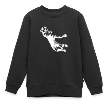 Torwart pariert spektakulären Schuss im Fußball - Kinder Premium Organic Sweatshirt - Schwarz - Vorne - AI Model Kid Female (0cm)