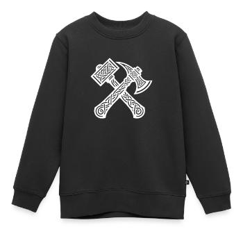 Hache et marteau en nœuds celtiques - Sweat Premium enfant bio - noir - Devant - AI Model Kid Female (0cm)