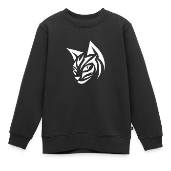 Hübscher Katzenkopf mit Tribal-Akzenten - Kinder Premium Organic Sweatshirt - Schwarz - Vorne - AI Model Kid Female (0cm)