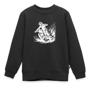 Rasanter Motocross Fahrer im Matsch Splash - Kinder Premium Organic Sweatshirt - Schwarz - Vorne - AI Model Kid Female (0cm)