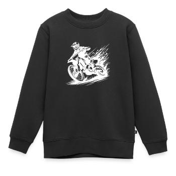 Motocross Fahrer im Matsch Illustration Zeichnung - Kinder Premium Organic Sweatshirt - Schwarz - Vorne - AI Model Kid Female (0cm)