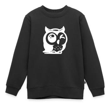 Clever owl with a winking eye - Kids Premium Organic Sweatshirt - black - Front - AI Model Kid Female (0cm)