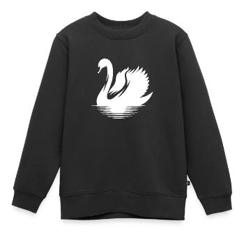 Eleganter Schwan Wasservogel Silhouette Portrait - Kinder Premium Organic Sweatshirt - Schwarz - Vorne - AI Model Kid Female (0cm)