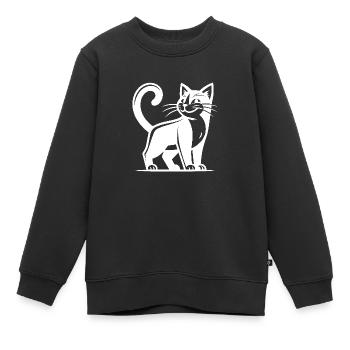 Schlaue Katze mit Klugscheißer Blick - Kinder Premium Organic Sweatshirt - Schwarz - Vorne - AI Model Kid Female (0cm)