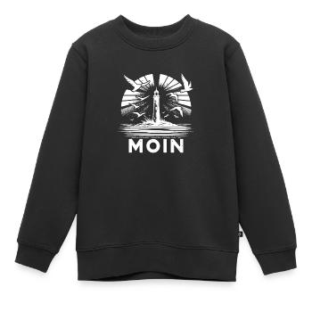 Leuchtturm Moin Küsten Szene mit Möven - Kinder Premium Organic Sweatshirt - Schwarz - Vorne - AI Model Kid Female (0cm)