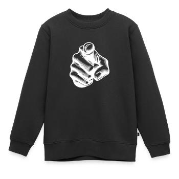 Geste classique emblématique de la main pointant le doigt - Sweat Premium enfant bio - noir - Devant - AI Model Kid Female (0cm)