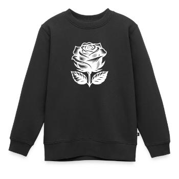 Rose décorative Motif de rose élégant - Sweat Premium enfant bio - noir - Devant - AI Model Kid Female (0cm)