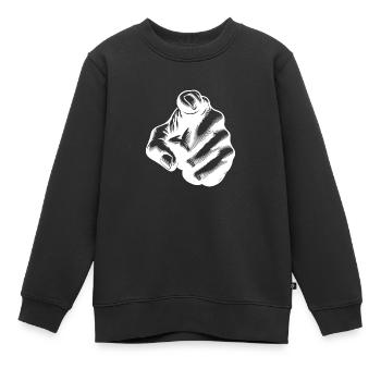 L’index accrocheur comme geste de la main - Sweat Premium enfant bio - noir - Devant - AI Model Kid Female (0cm)