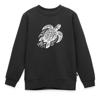 Kraftvolle Pazifik Schildkröte trifft Tribal - Kinder Premium Organic Sweatshirt - Schwarz - Vorne - AI Model Kid Female (0cm)