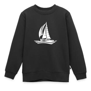 Segelboot bei mit ruhigem Wellengang - Kinder Premium Organic Sweatshirt - Schwarz - Vorne - AI Model Kid Female (0cm)