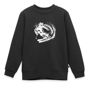 Skieur à pleine vitesse sur piste de poudreuse - Sweat Premium enfant bio - noir - Devant - AI Model Kid Female (0cm)