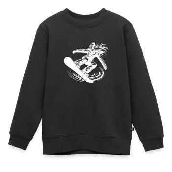 Wintersport Snowboarderin im Action Sprung - Kinder Premium Organic Sweatshirt - Schwarz - Vorne - AI Model Kid Female (0cm)